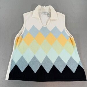 Liz‎ Claiborne LizGolf Argyle Sweater Vest Womens Petite Large